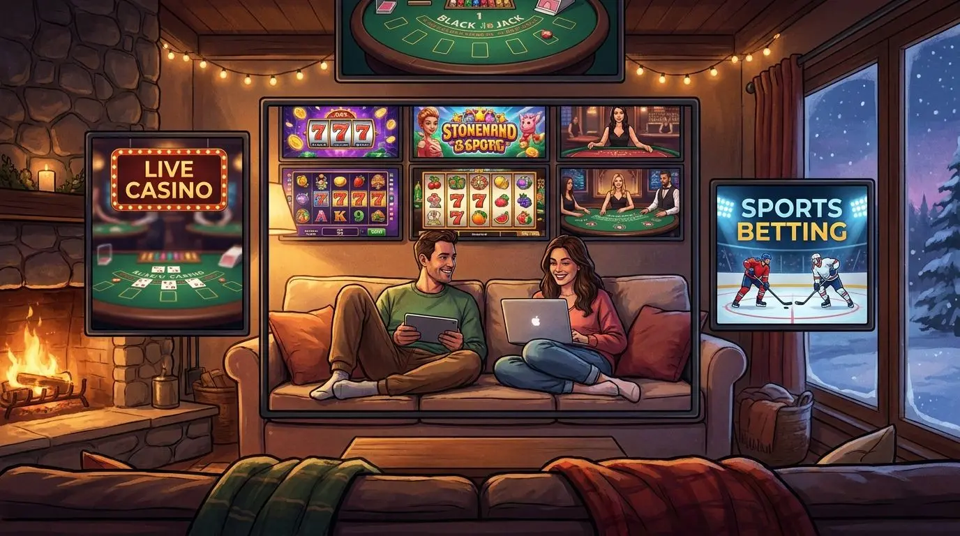 PlayOJO Games Variety in Canada Players in Canada enjoying slots and live table style games at home